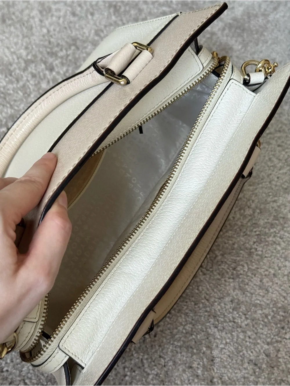 Kate Spade Grove Street Caley Satchel Cement Beige Pink White